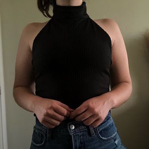 Victoria sport high neck ribbed black bodysuit
